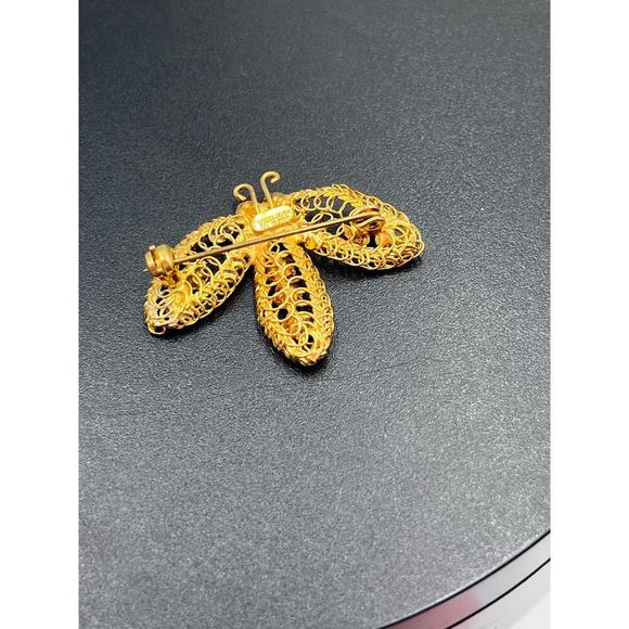 Vintage Made in Austria Brushed Gold
Coiled Metal Brooch AB Austrian Rhinestones - Picture 12 of 12